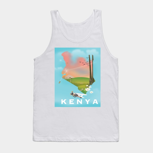 Beautiful Kenya map travel poster Tank Top by nickemporium1